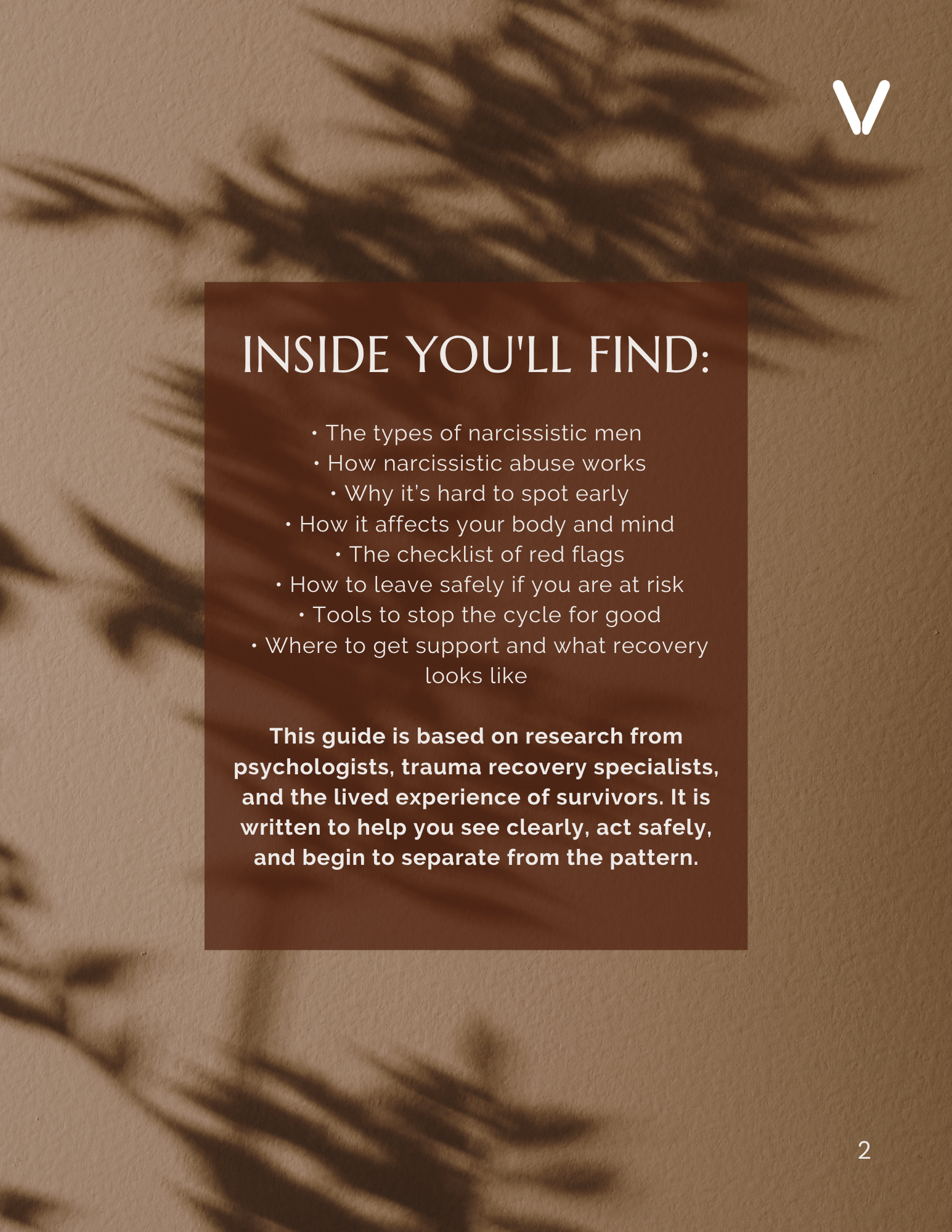What you will find inside this guide surviving narcissistic men